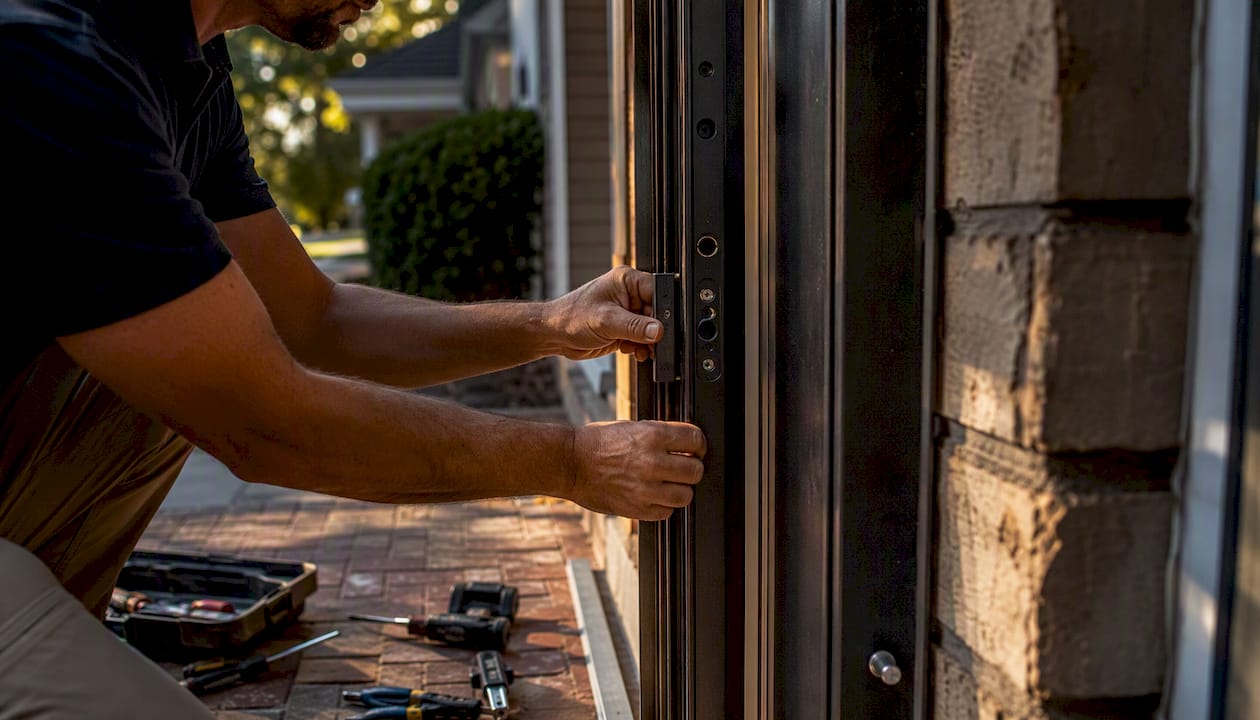 Hands fitting security door frame