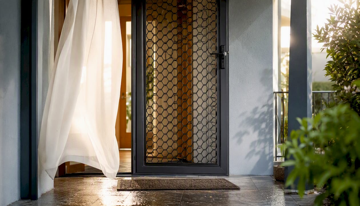 Security door with airflow at home entry